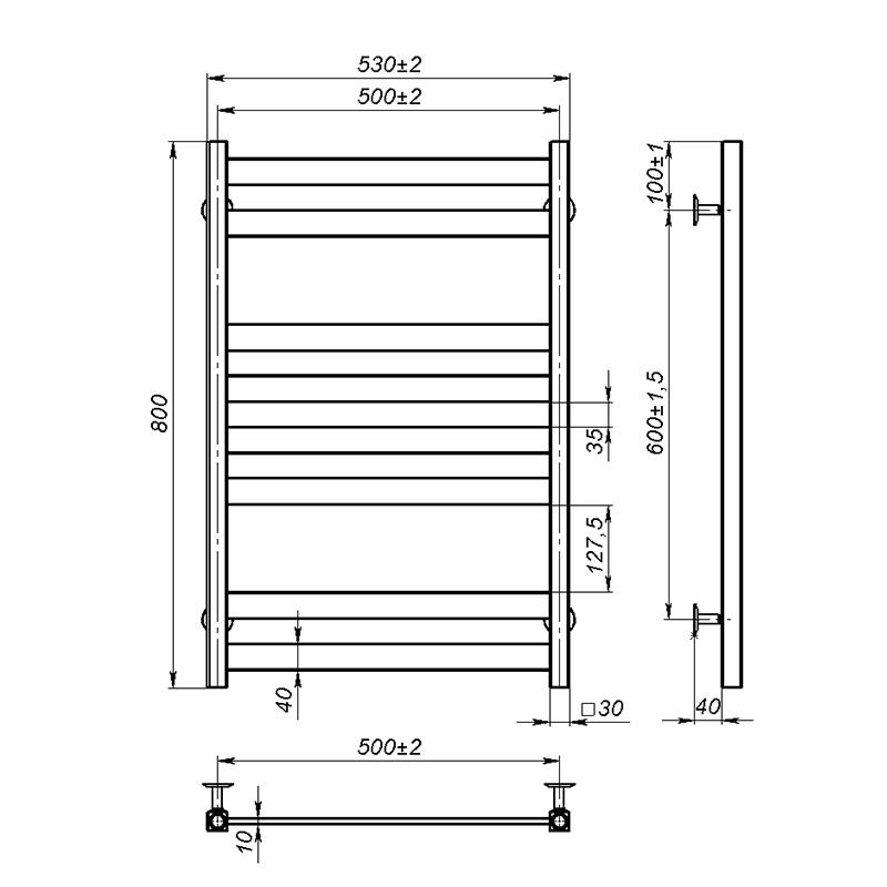 Полотенцесушитель Onlyheat Solis 500/800/8 (68003) - фото 3
