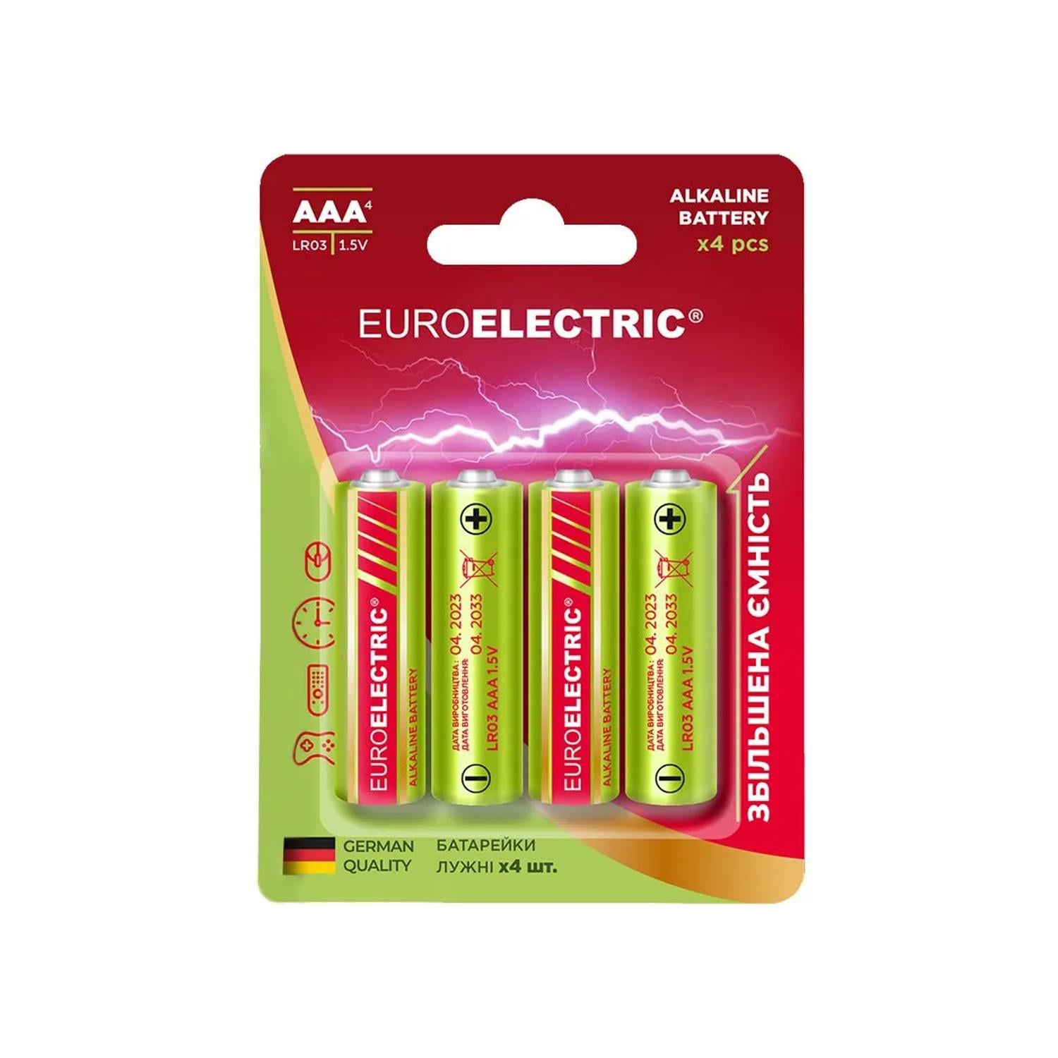 Батарейка Euroelectric ААА щелочная 1,5V blister 4 шт. (4262380660441)