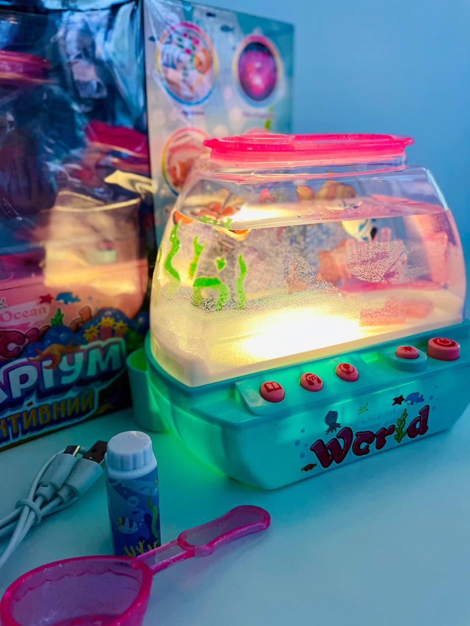 Аквариум музыкальный WToys 2 цвета/подсветка/сказки/песни/Bluetooth/ночник/USB-кабель - фото 2
