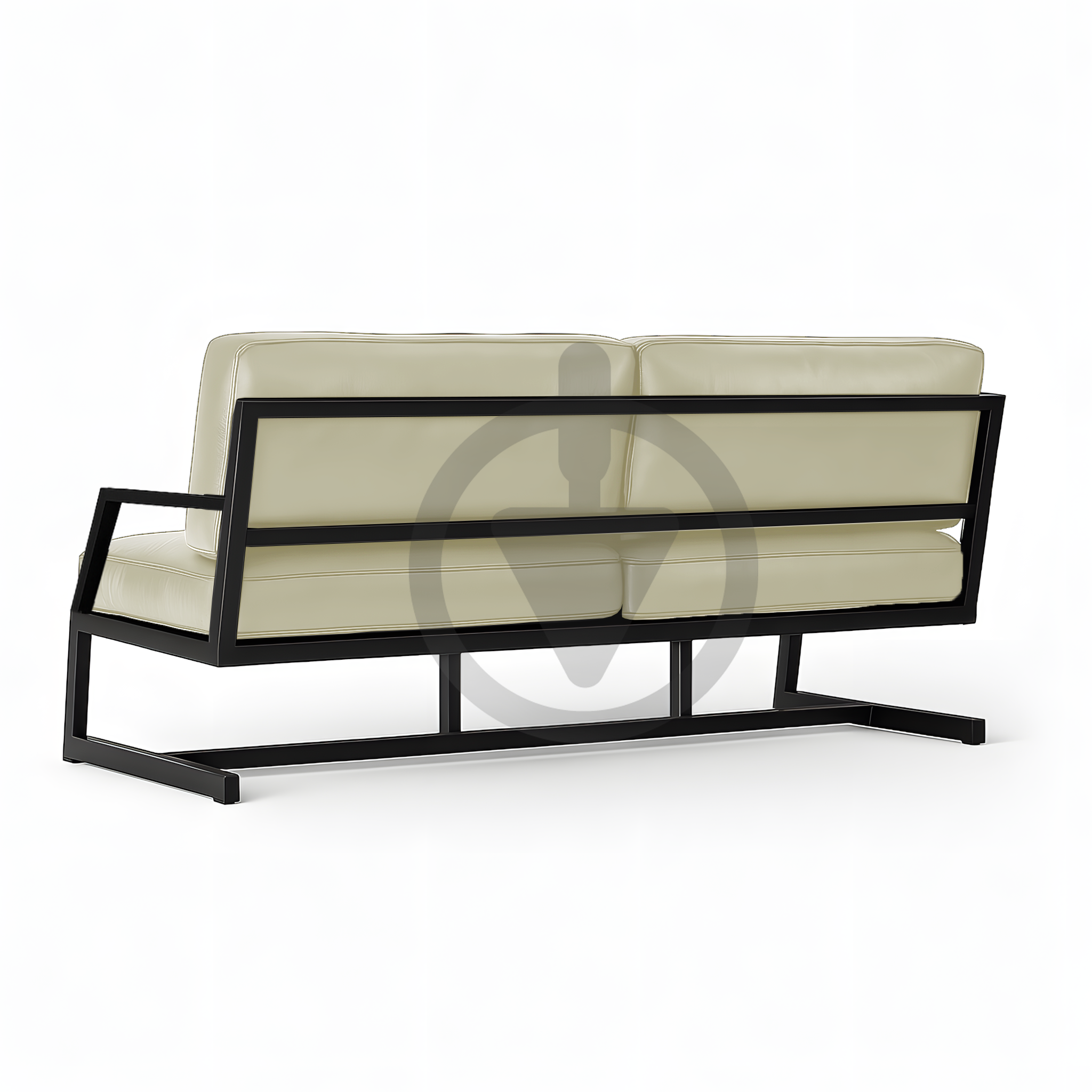 Диван металлический AVVS Атлас с подлокотниками лофт экокожа 156 см Бежевый - фото 3