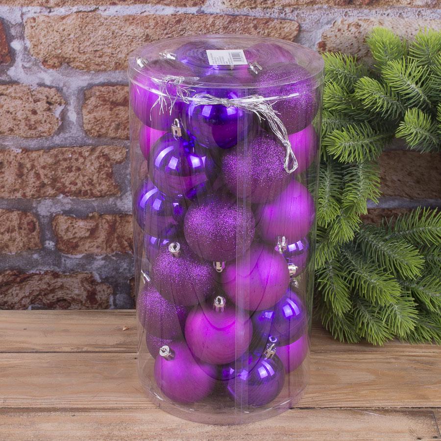 Шары елочные 6 см 30 шт. Фиолетовый (1185-11)