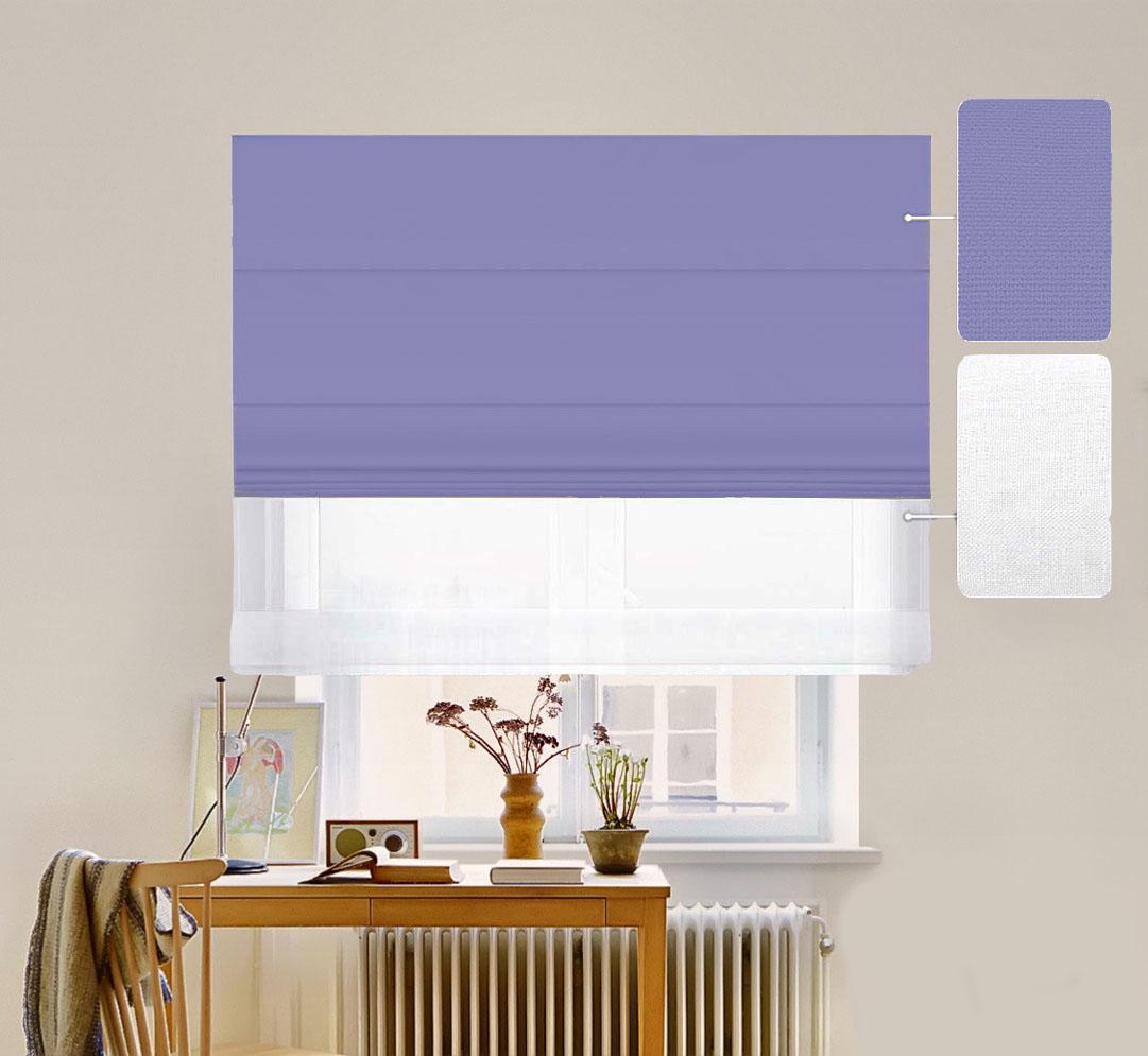 Римская штора двойная День-Ночь ТВІН Classic InHt Джуси велюр 9468 и тюль Air лен 90х170 см Небесно-голубой/Белоснежный