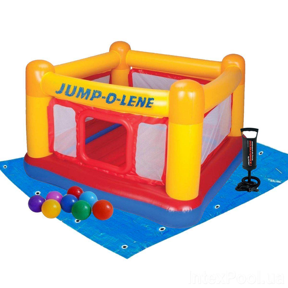 Надувной батут Intex 48260-2 Jump-O-Lene 174х174х112 см с шариками/подстилкой/насосом