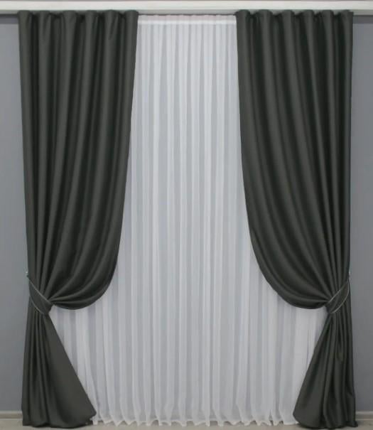 Комплект штор блекаут Midnight 1,5х2,9 м 2 шт. Темно-серый (1400ш)