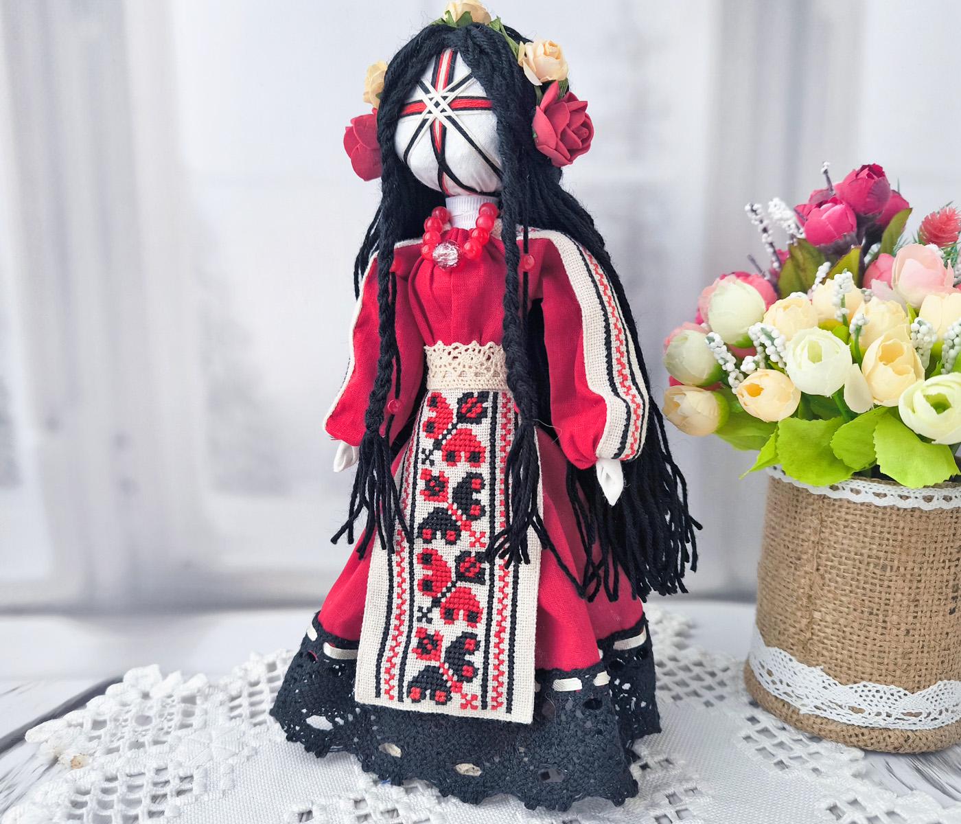 Лялька-мотанка ручної роботи Червоний/Чорний (32958096)