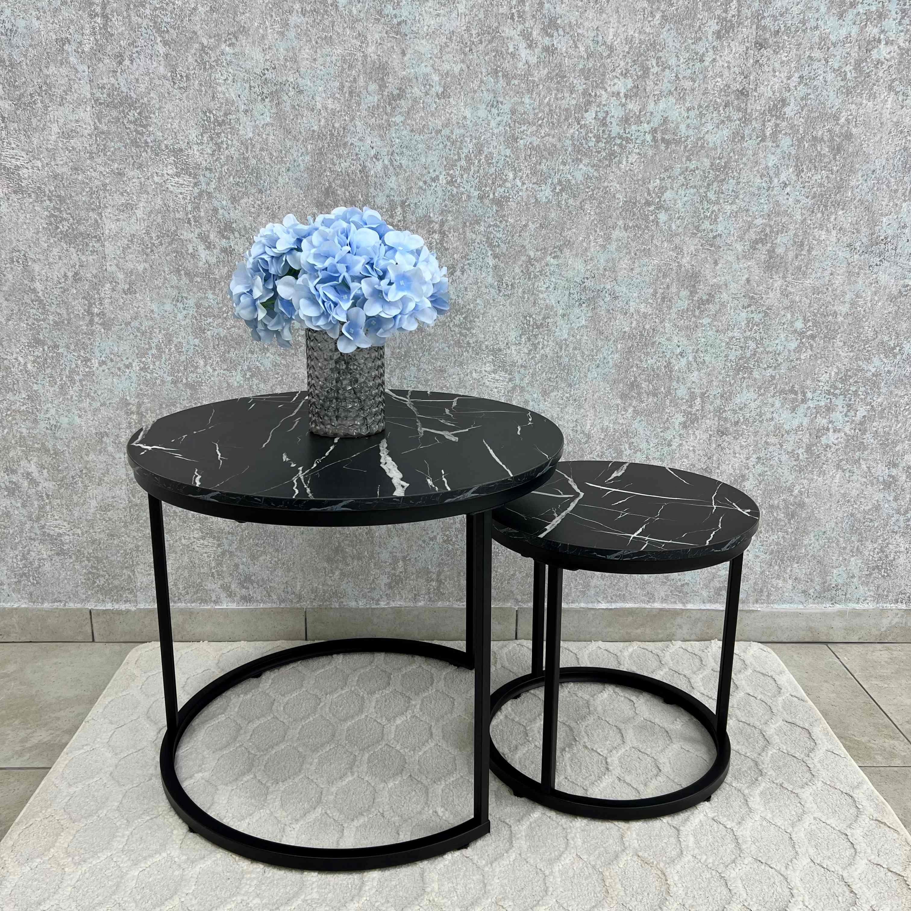 Комплект журнальних столиків LUMINARIA TWIN 2 шт. Чорний мармур (29668997) - фото 6