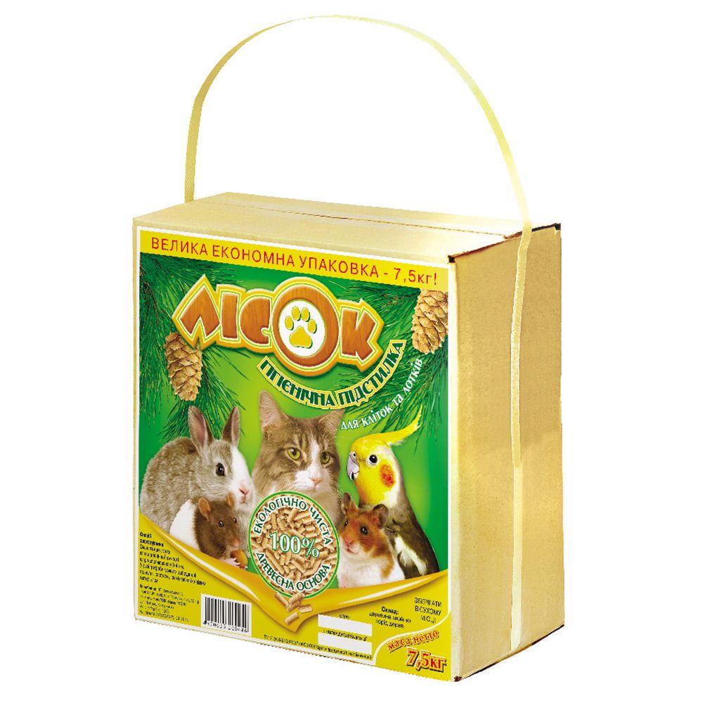 Гранулированный древесный наполнитель Лори Лесок 3 для грызунов и птиц 7,5 кг