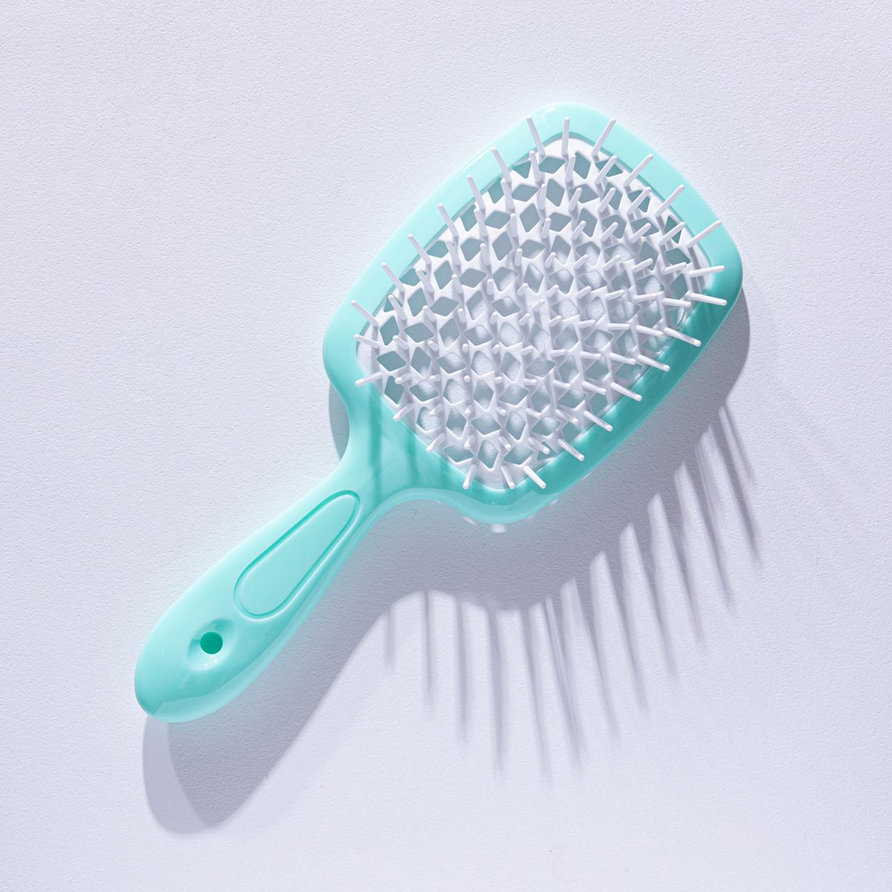 Расческа для волос SuperBrush Plus Hollow Comb Rectangular Hairbrush Зеленый с белым - фото 1