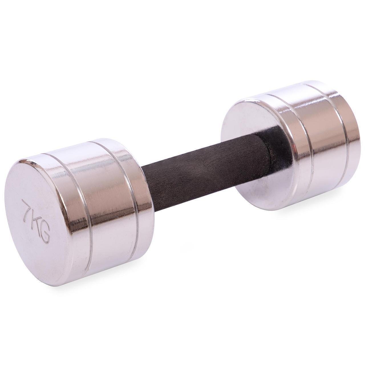 Гантель цельная Record DB5202-7 стальная хромированная 7 кг (2532859832)