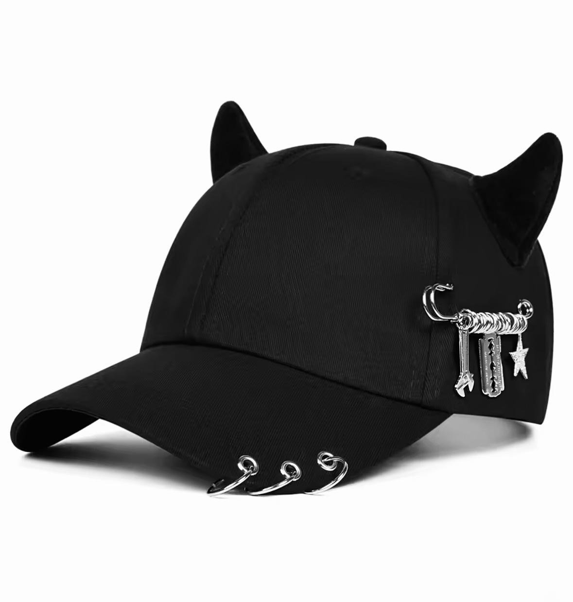 Кепка бейсболка Wuke Рога кольца булавка лезвие с изогнутым козырьком унисекс one size Черный