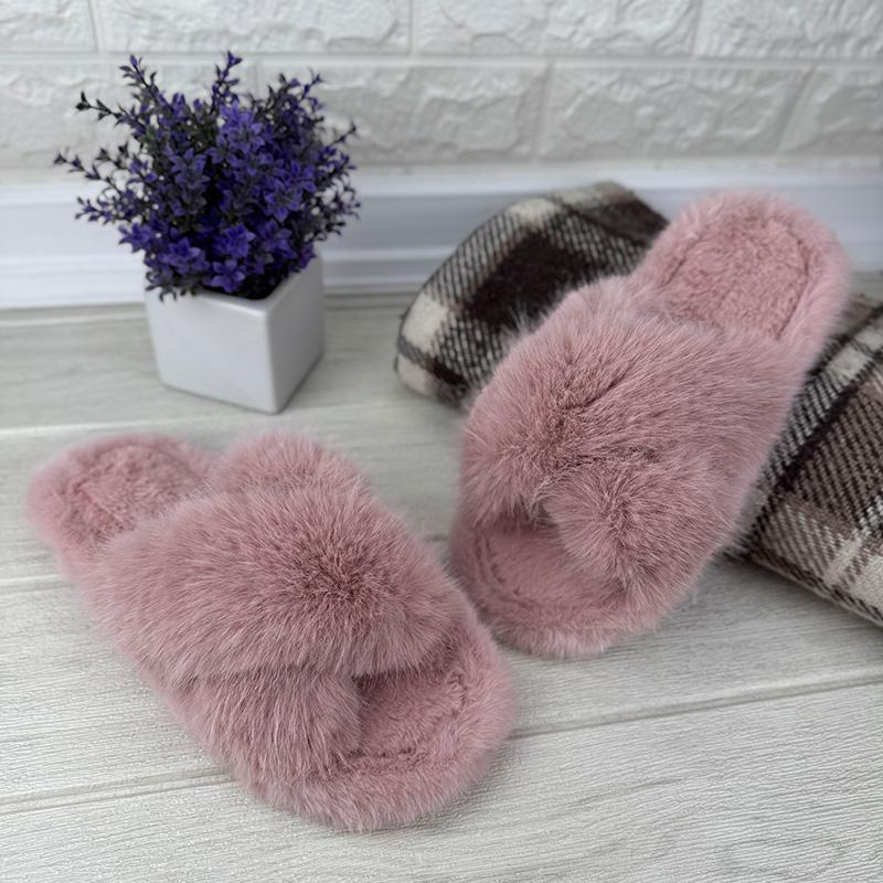 Тапочки кімнатні жіночі пухнасті Е-0080136-4 p. 38-39 24,5-25 см Рожевий (109694893)