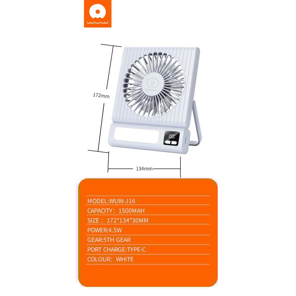 Вентилятор Wuw настільний 1500mAh (J16) - фото 9