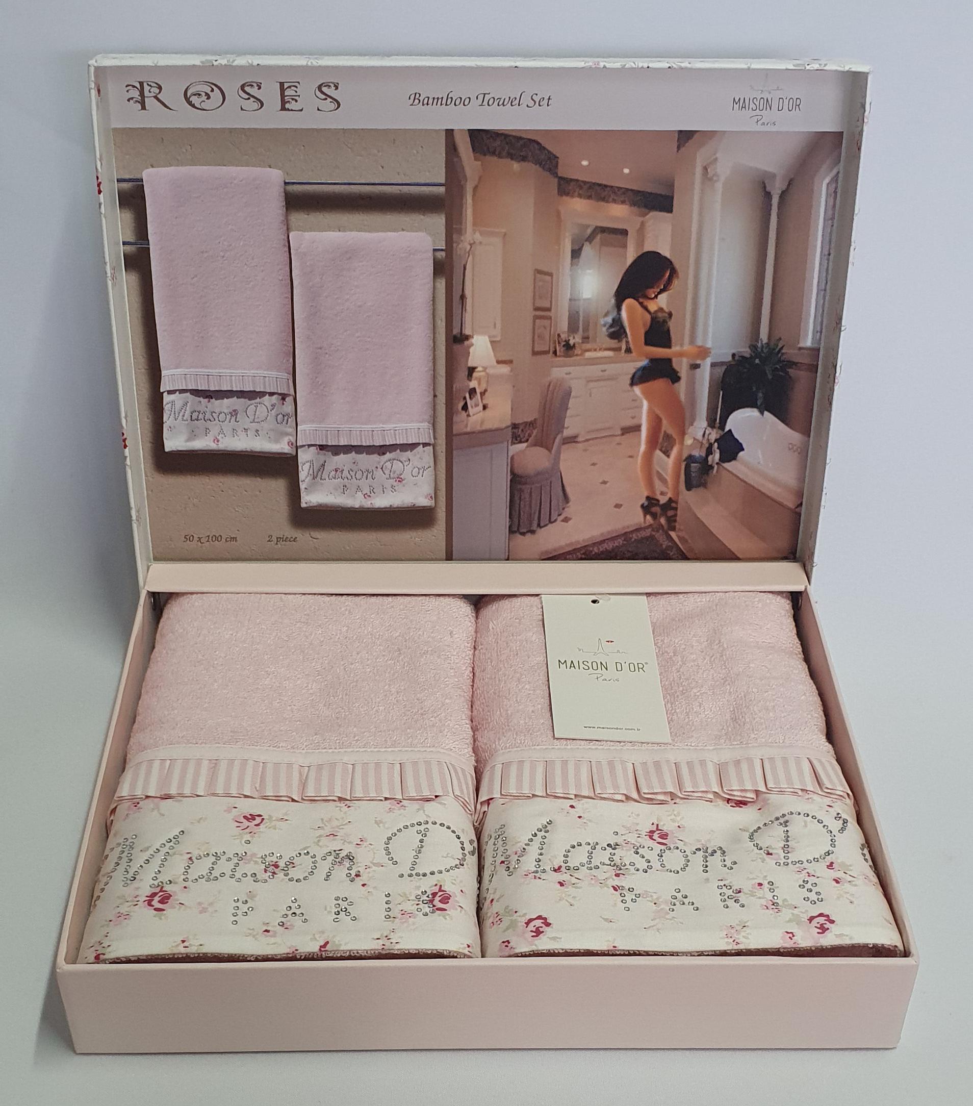 Полотенца Maison D'or 2 шт. Roses Бамбук 50x100 Pink (CN2674)