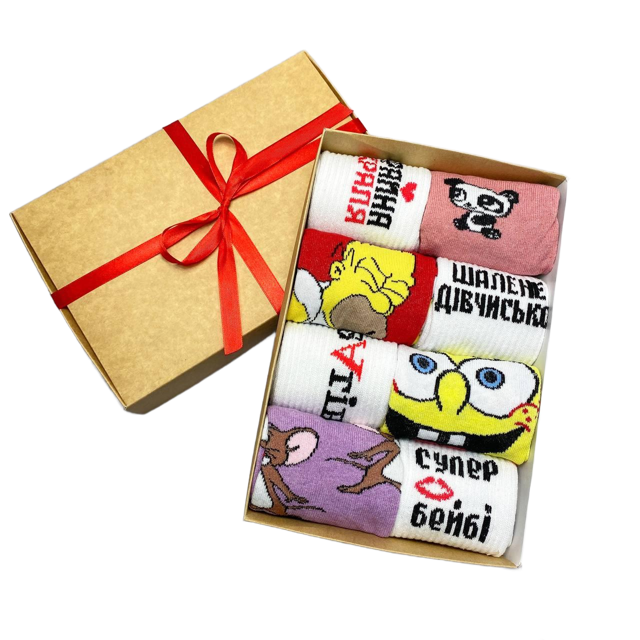 Набор носков женских с мультяшным рисунком в подарочной коробке 8 пар р. 36-41 (26945951) Набор носков женских с мультяшным рисунком в подарочной коробке 8 пар р. 36-41 (26945951)