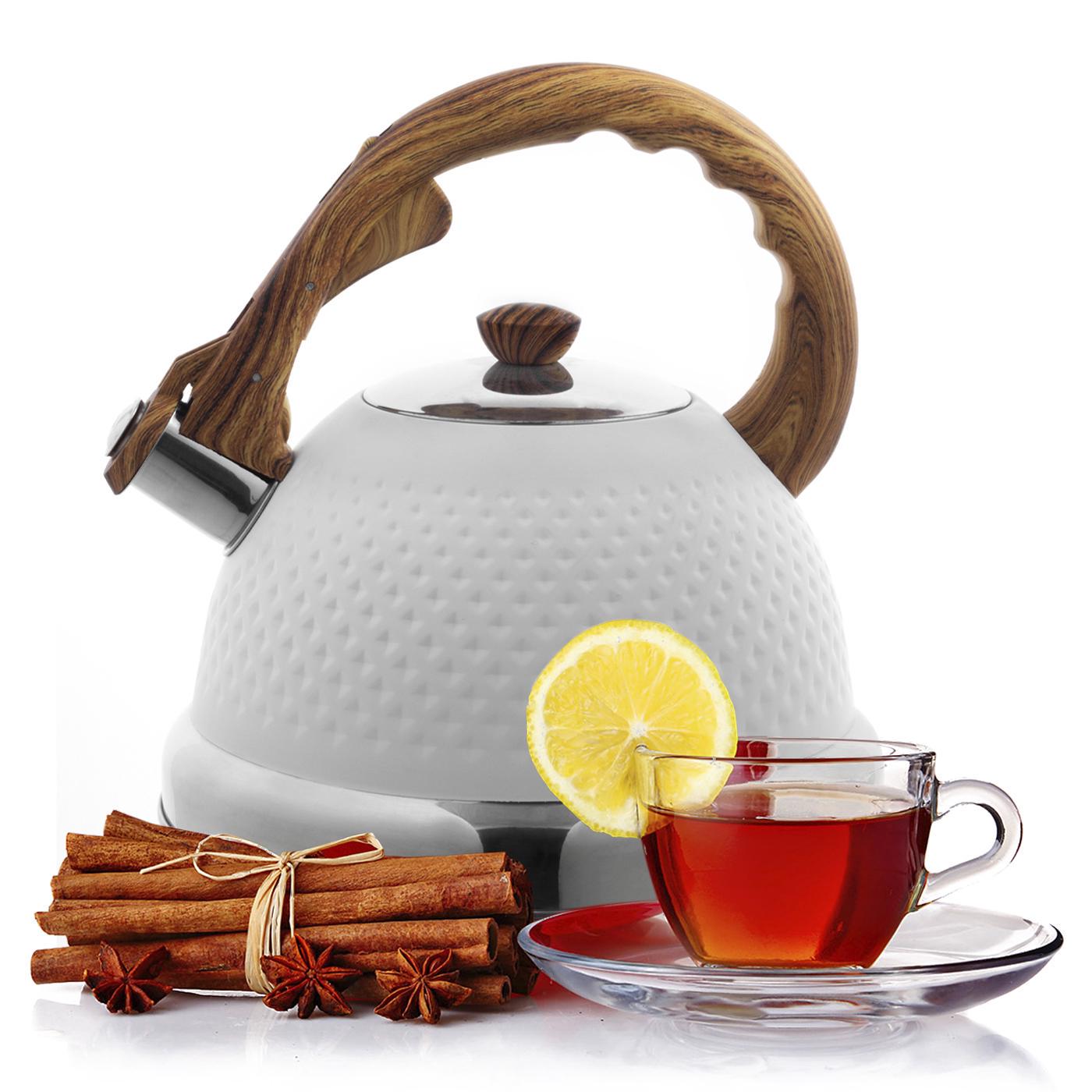 Чайник со свистком и ручкой с покрытием soft touch под дерево Ofenbach KM-100305 из нержавеющей стали 2,7 л Белый (150-84-100305) - фото 4 Чайник со свистком и ручкой с покрытием soft touch под дерево Ofenbach KM-100305 из нержавеющей стали 2,7 л Белый (150-84-100305) - фото 4