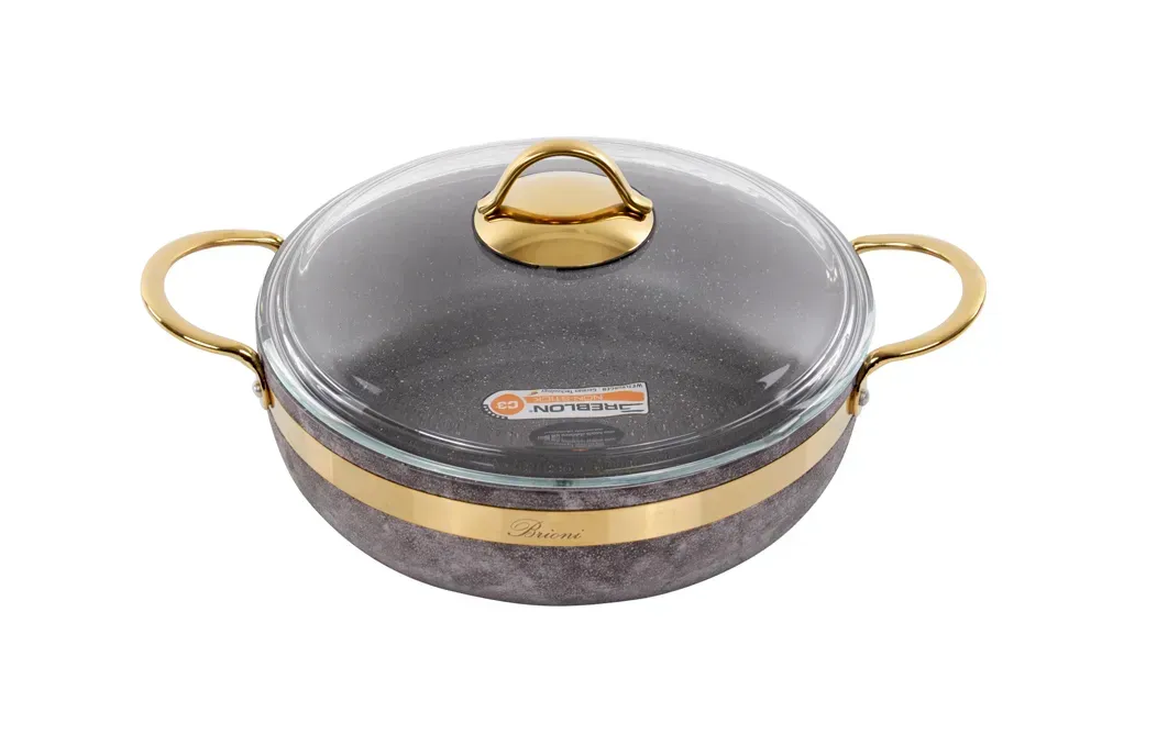 Сотейник антипригарный Brioni Royal Stone Sandstone Gold 26 см 2,8 л (764-043)
