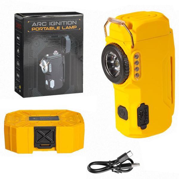 Фонарь D50-COB Multifunctional Li-Ion индикация заряда зажигалка ЗУ Type-C Box Yellow (2259539986)