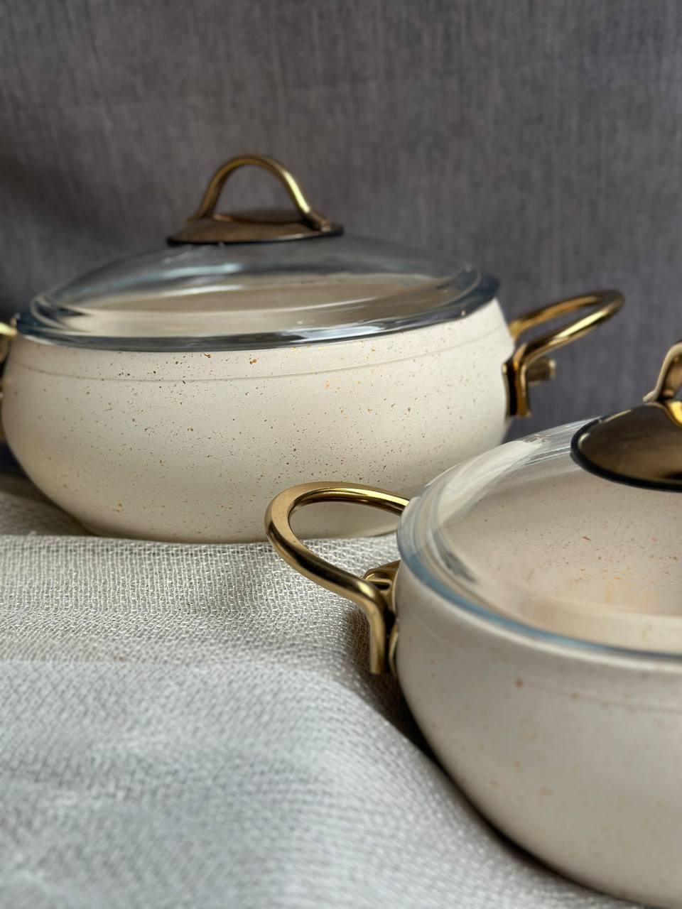 Набір каструль OMS Gold 6 предметів Бежевий (3031-1) - фото 4 Набір каструль OMS Gold 6 предметів Бежевий (3031-1) - фото 4