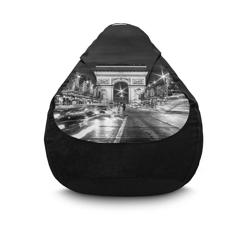 Крісло мішок iPuff Paris Arc de Triomphe Флок XL 80x110 см Чорний Крісло мішок iPuff Paris Arc de Triomphe Флок XL 80x110 см Чорний