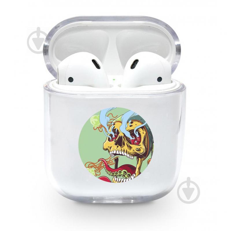Прозрачный силиконовый чехол Apple AirPods с рисунком - Skull (KAP1176)