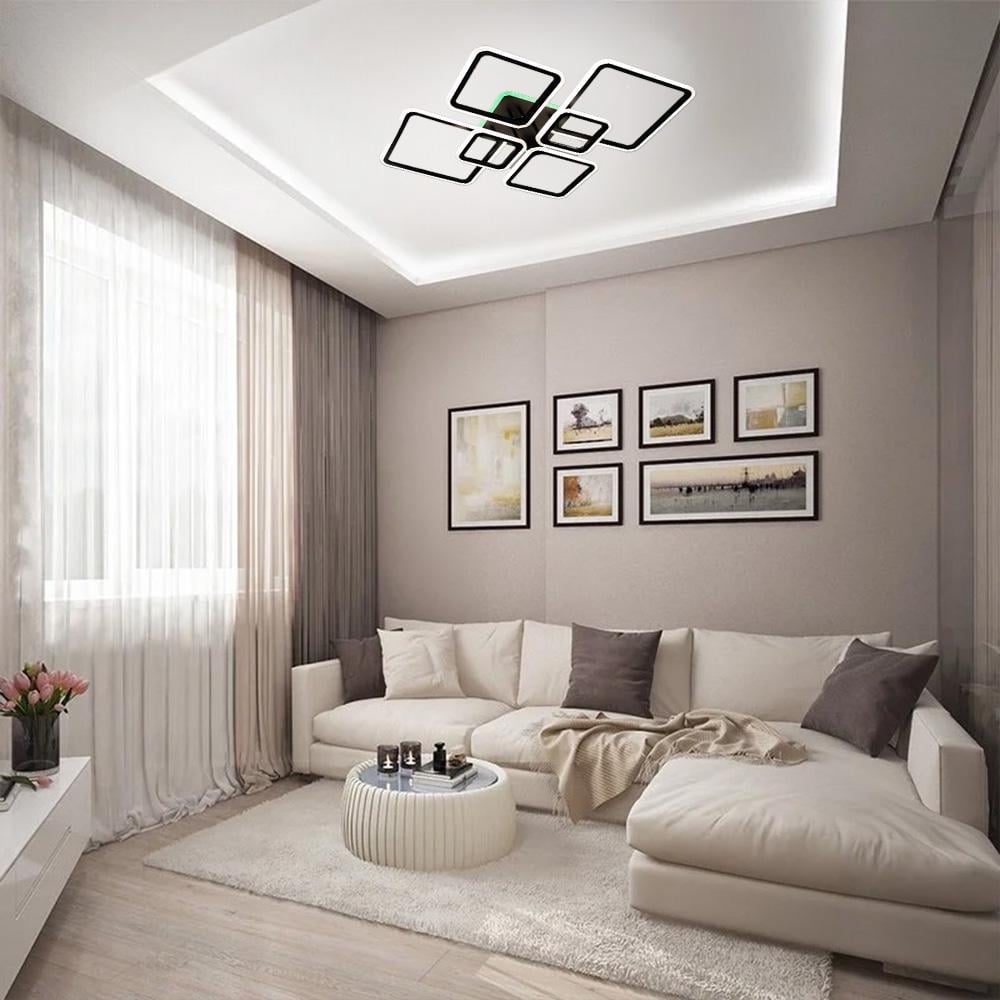 Люстра смарт світлодіодна ESLLSE OVAL RGB 7S 120 Вт керована з підсвіткою RGB 960x750x110 мм Чорний (10483) - фото 7