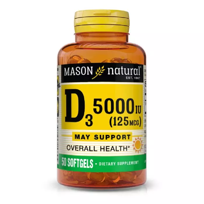 Витамин D3 5000 МЕ Mason Natural 50 гелевых капсул (MAV15339)