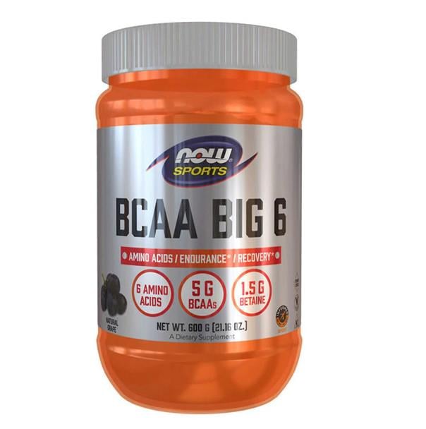 Аминокислота BCAA NOW Foods BCAA Big 6 Powder 600 g /33 servings/ Grape