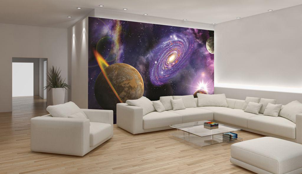 Фотообои флизелиновые Три планеты галактика и звезды с клеем 312x219 см (309VEXXL)
