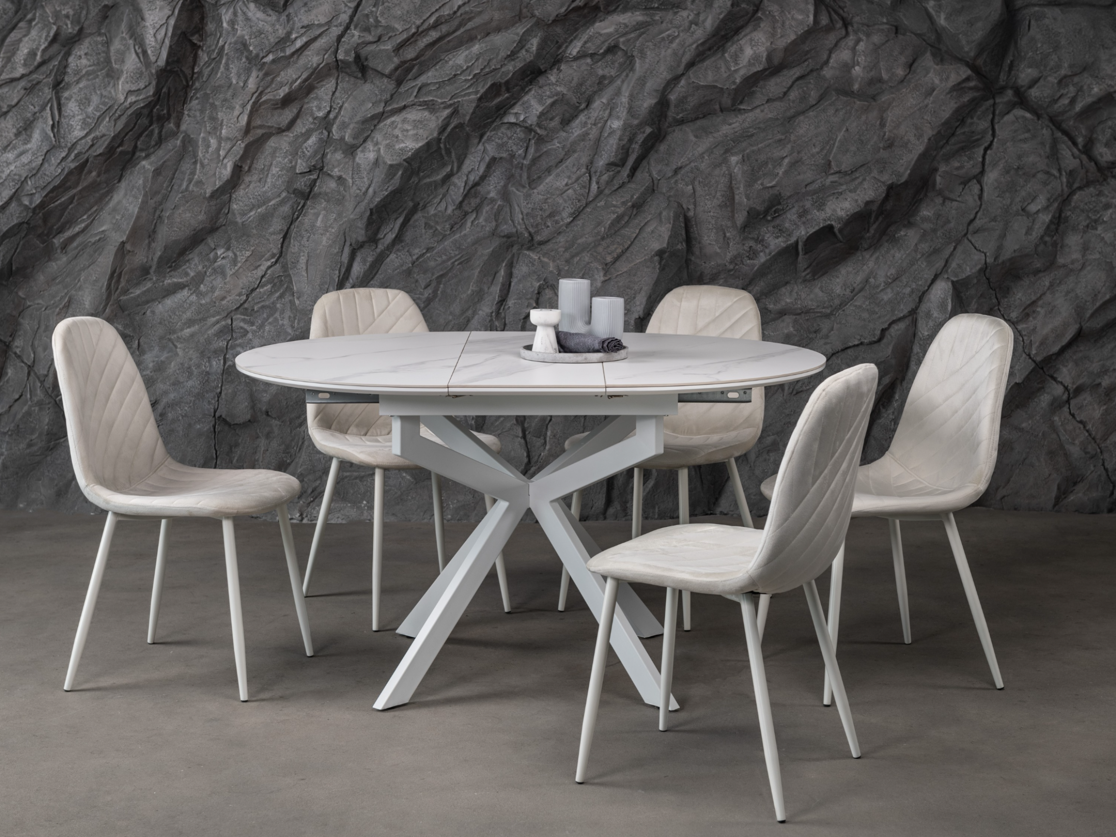 Обідній стіл круглий Vetro Mebel Офелія 1050/1380/760 мм Калакатта крістал/Білий (TML-1250) - фото 10 Обідній стіл круглий Vetro Mebel Офелія 1050/1380/760 мм Калакатта крістал/Білий (TML-1250) - фото 10