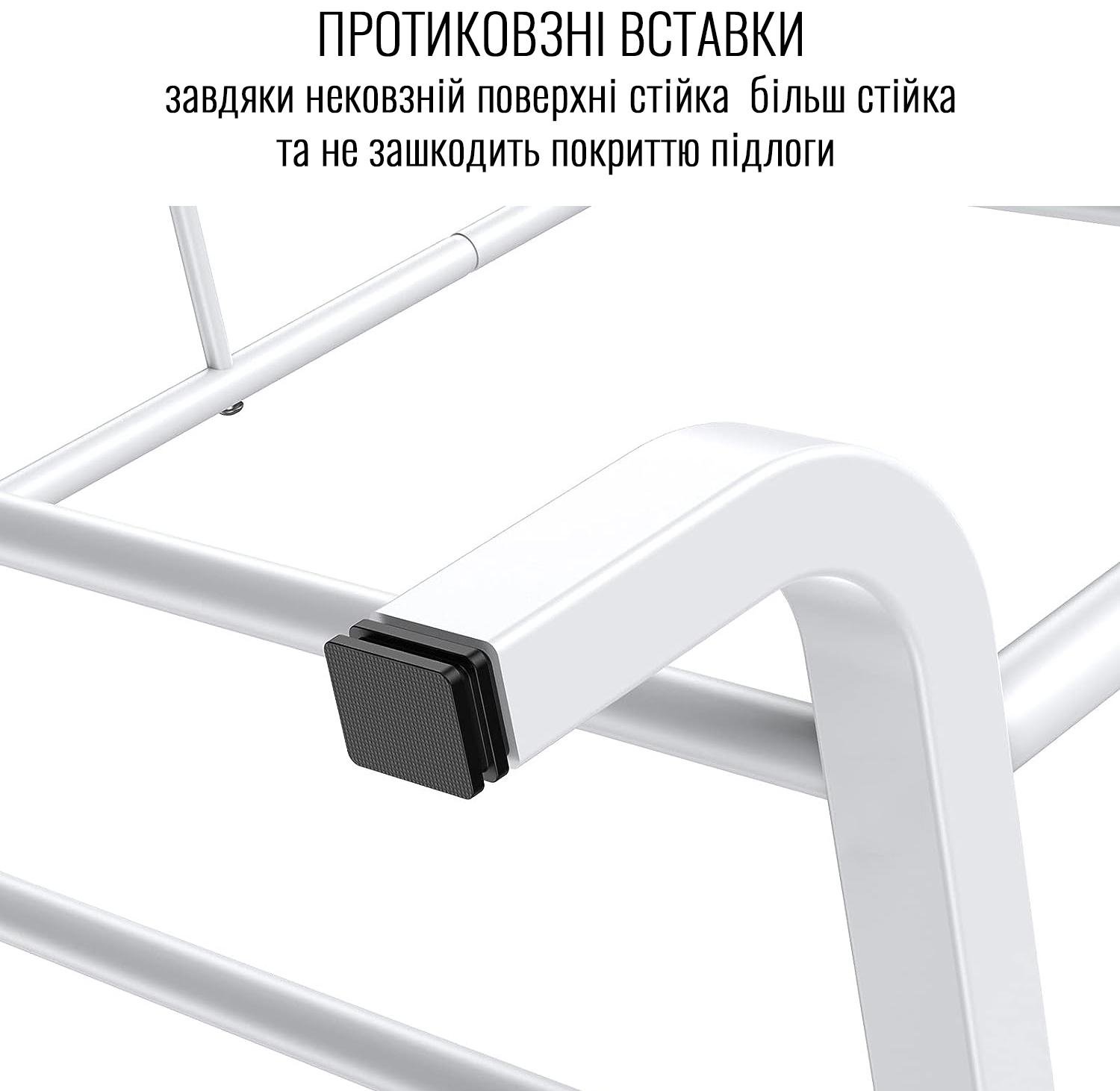 Вішалка-стійка для одягу та взуття DOAKT Grand Loft Deluxe подвійна сталева підлогова з полицею і гачками White (DSVBK00003WH) - фото 7