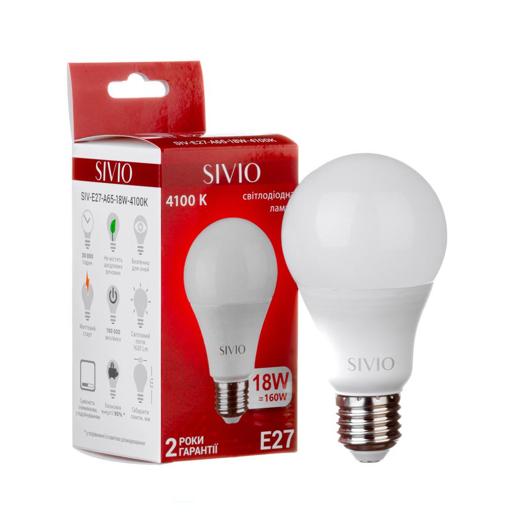 Лампа LED SIVIO Е27 А65 нейтральна 18 W 4100К Білий Лампа LED SIVIO Е27 А65 нейтральна 18 W 4100К Білий