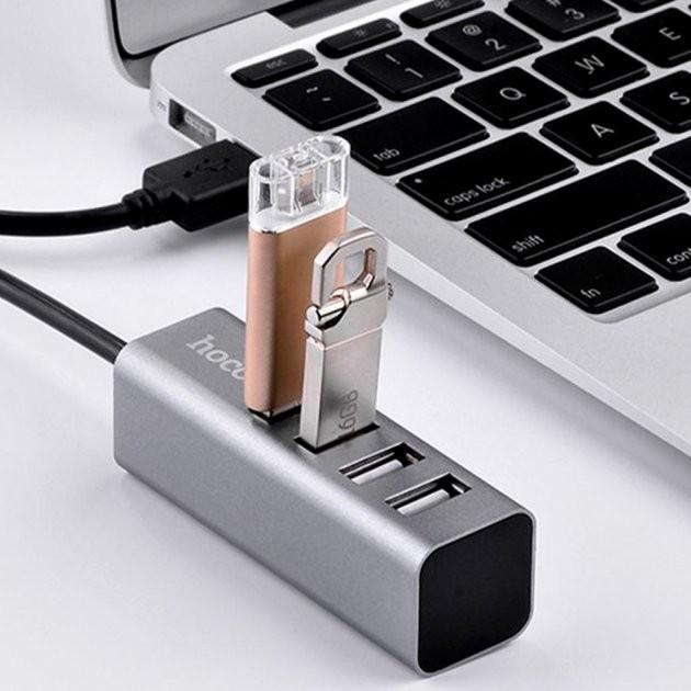 Адаптер USB Hoco HB1 USB to 4 USB Grey (00000001155) - фото 2