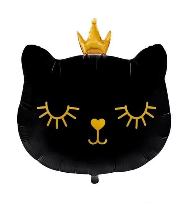 Воздушный шар Кошка с короной 62х68 см Черный (415498)