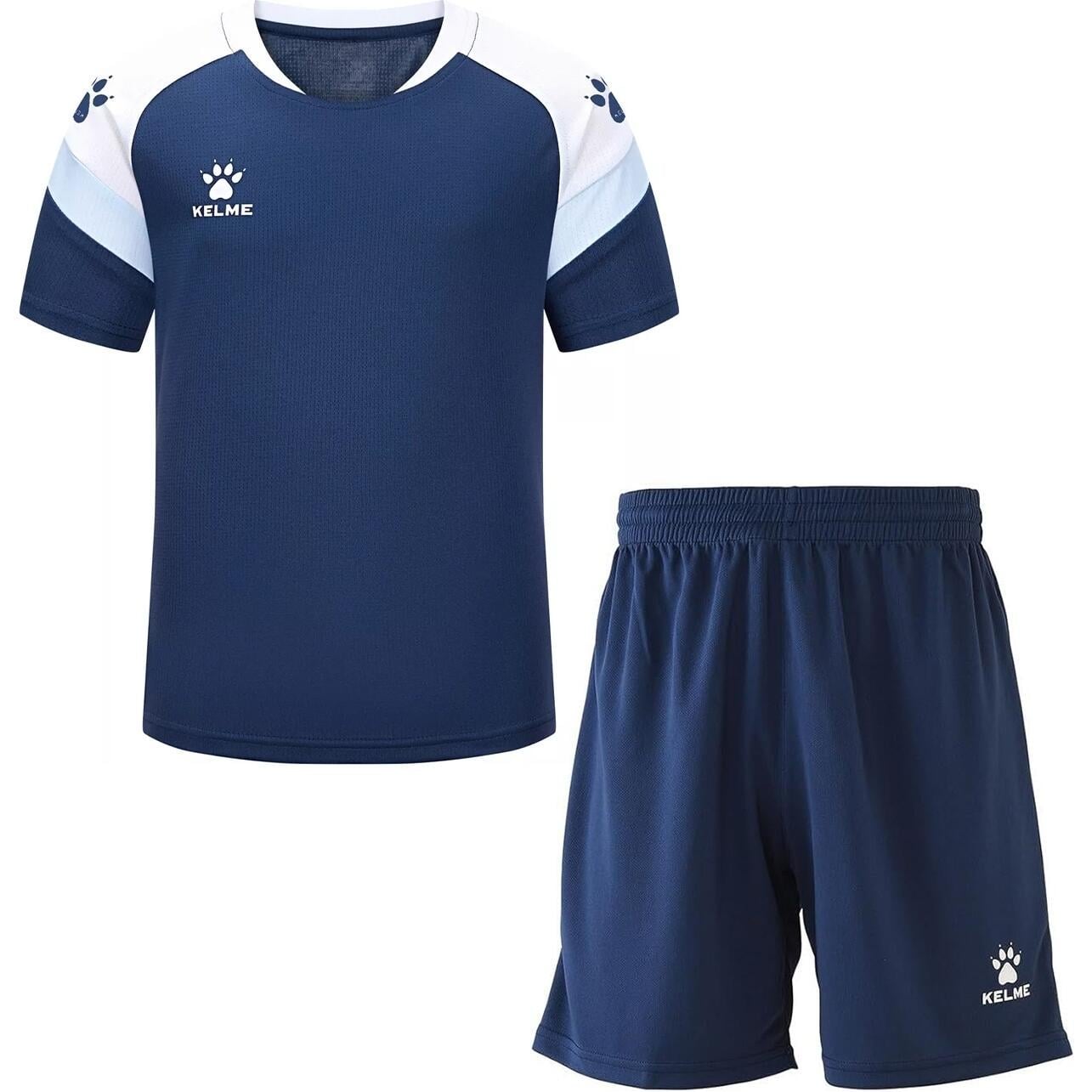 Комплект футбольної форми дитячий Kelme BRAVO 130 см Темно-синьо-білий (9424_8351ZB3143.9416)
