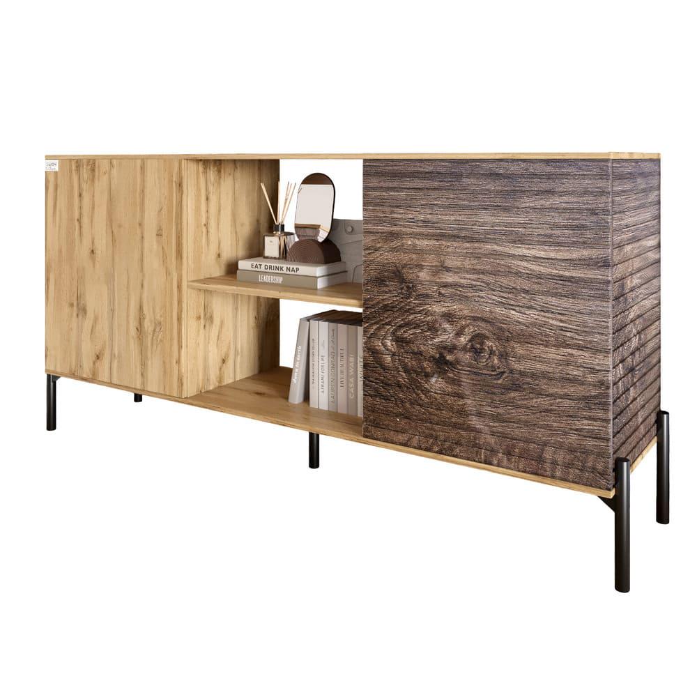 Комод открытый Lion Грей на черных металлических ножках Дуб Аппалачи/Дерево (000-000-2167) - фото 2 Комод открытый Lion Грей на черных металлических ножках Дуб Аппалачи/Дерево (000-000-2167) - фото 2