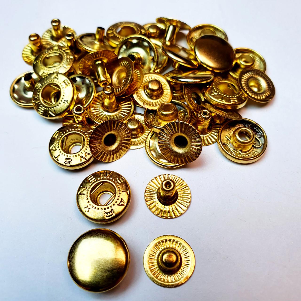 Кнопка металева Strong Alfa 12,5 мм 720 шт. Золотий