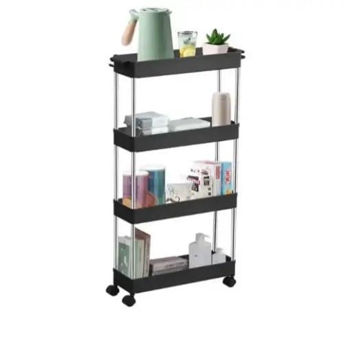 Этажерка на колесиках на колесах 4 яруса 85х35х13 см Черный (23864248) - фото 5 Этажерка на колесиках на колесах 4 яруса 85х35х13 см Черный (23864248) - фото 5