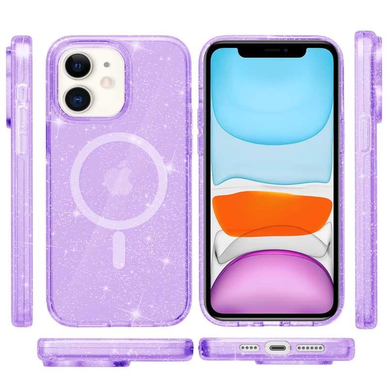 Противоударный Чехол Epik для Apple iPhone 11 (6.1") Galaxy Sparkle (MagFit) TPU Purple+Glitter - фото 2