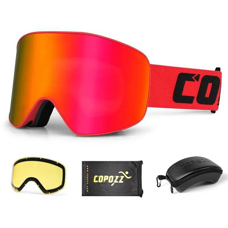 Маска гірськолижна Copozz GOG-2919 Anti-Fog Ski Unisex магнітна захист від ультрафіолету Red (60605)