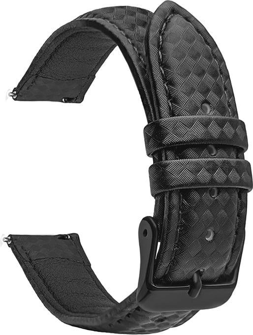 Ремешок кожаный Carbon для Haylou Solar Lite LS05L Black (40748-2B)
