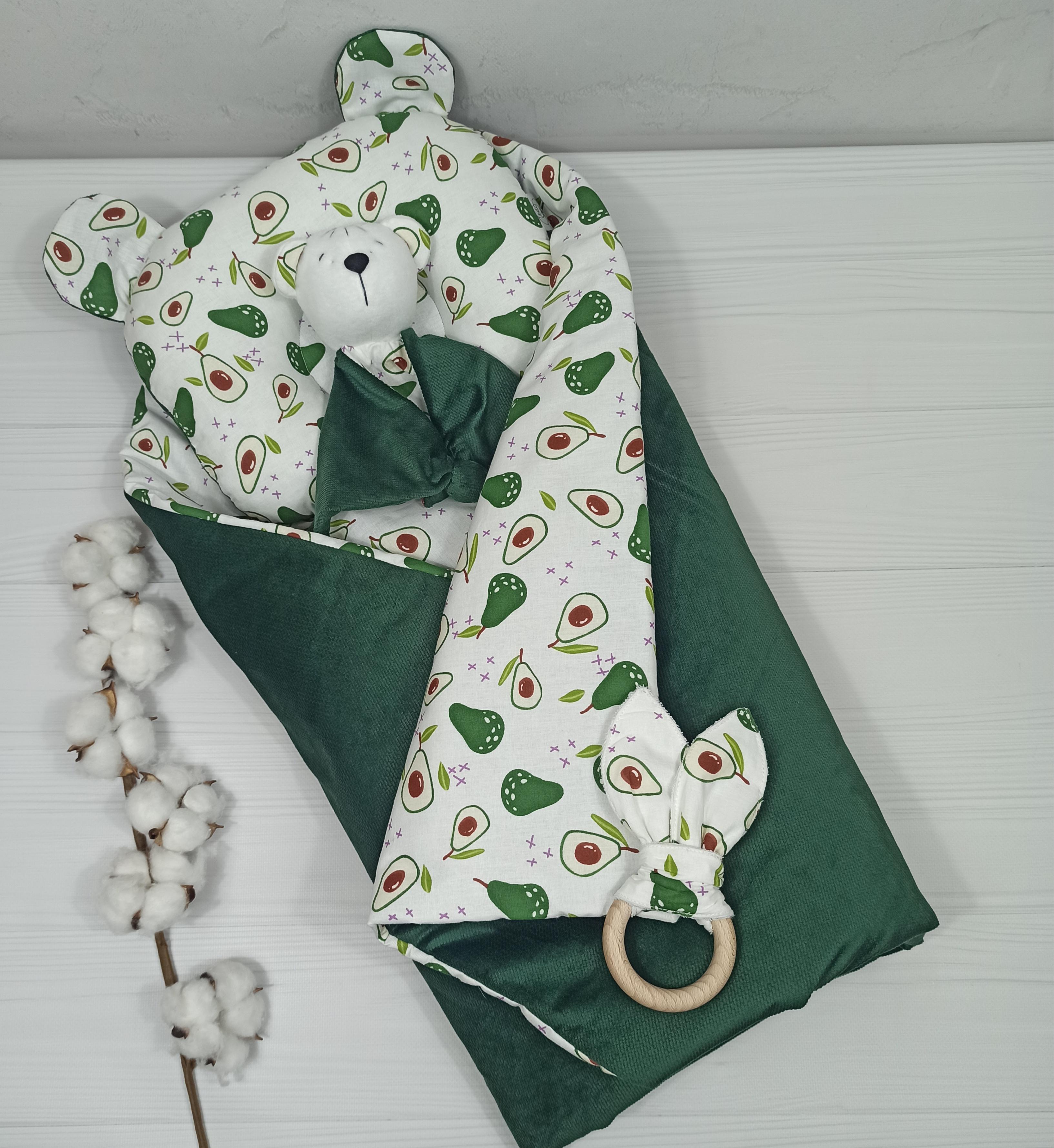 Плед a.l.babybox Авокадо с утеплителем и подушкой с комфортером Зеленый (NA 18243648)