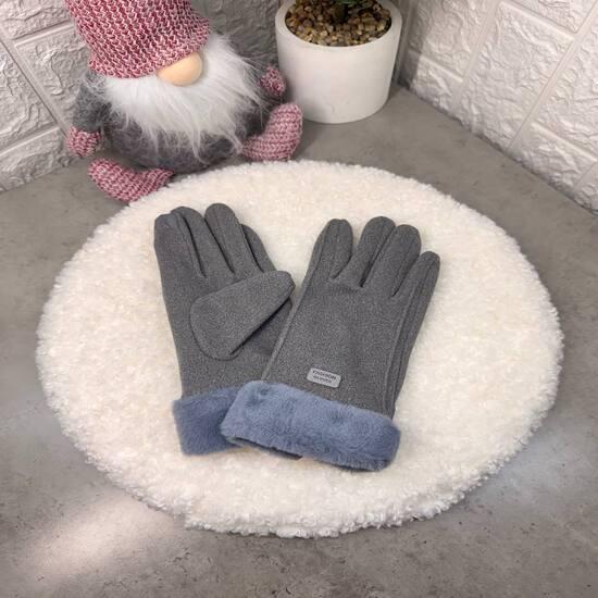 Перчатки женские зимние замшевые Серый (VLD303) - фото 4