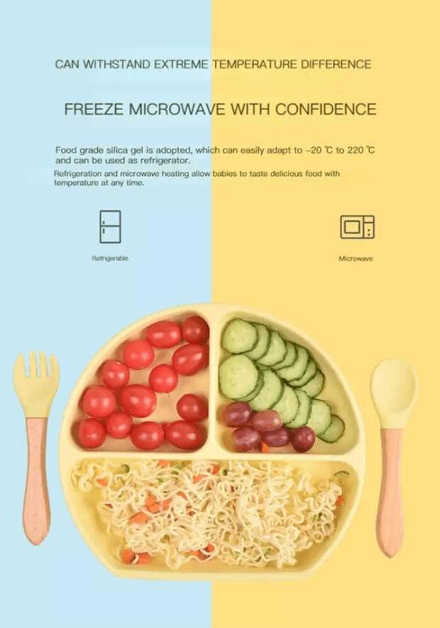 Тарілка силіконова трисекційна Лимонний (10713) - фото 3 Тарілка силіконова трисекційна Лимонний (10713) - фото 3