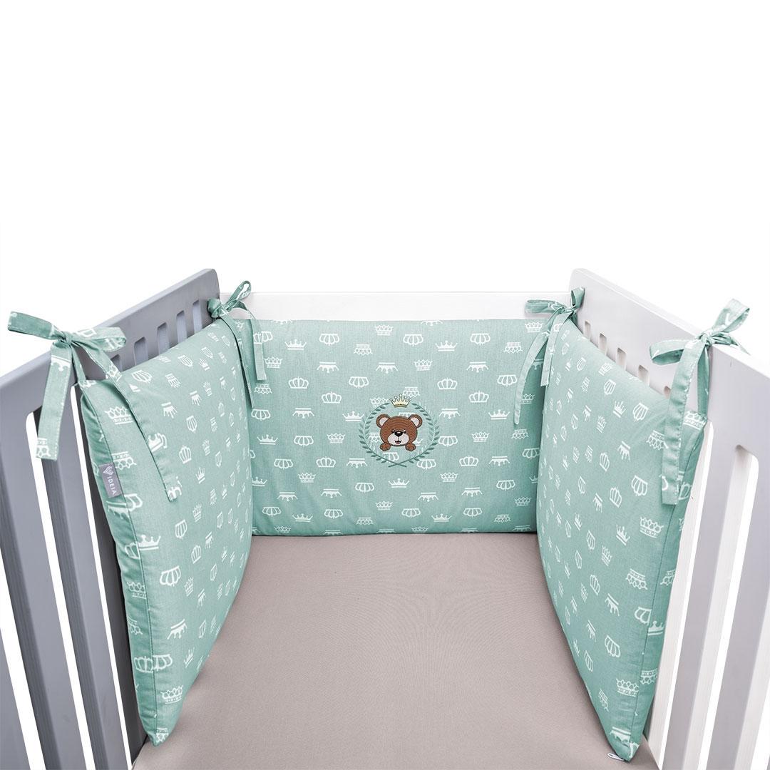 Бортик защитный в кроватку IDEIA Papaella хлопок 198x42 см Мятный (25897628)