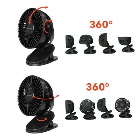 Вентилятор беспроводной с зажимом и USB зарядкой Черный - фото 3 Вентилятор беспроводной с зажимом и USB зарядкой Черный - фото 3