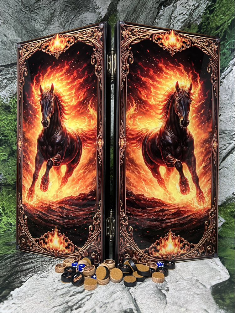 Нарды из дерева с каленым стеклом Лошадь 50 см (Н-210) Нарды из дерева с каленым стеклом Лошадь 50 см (Н-210)