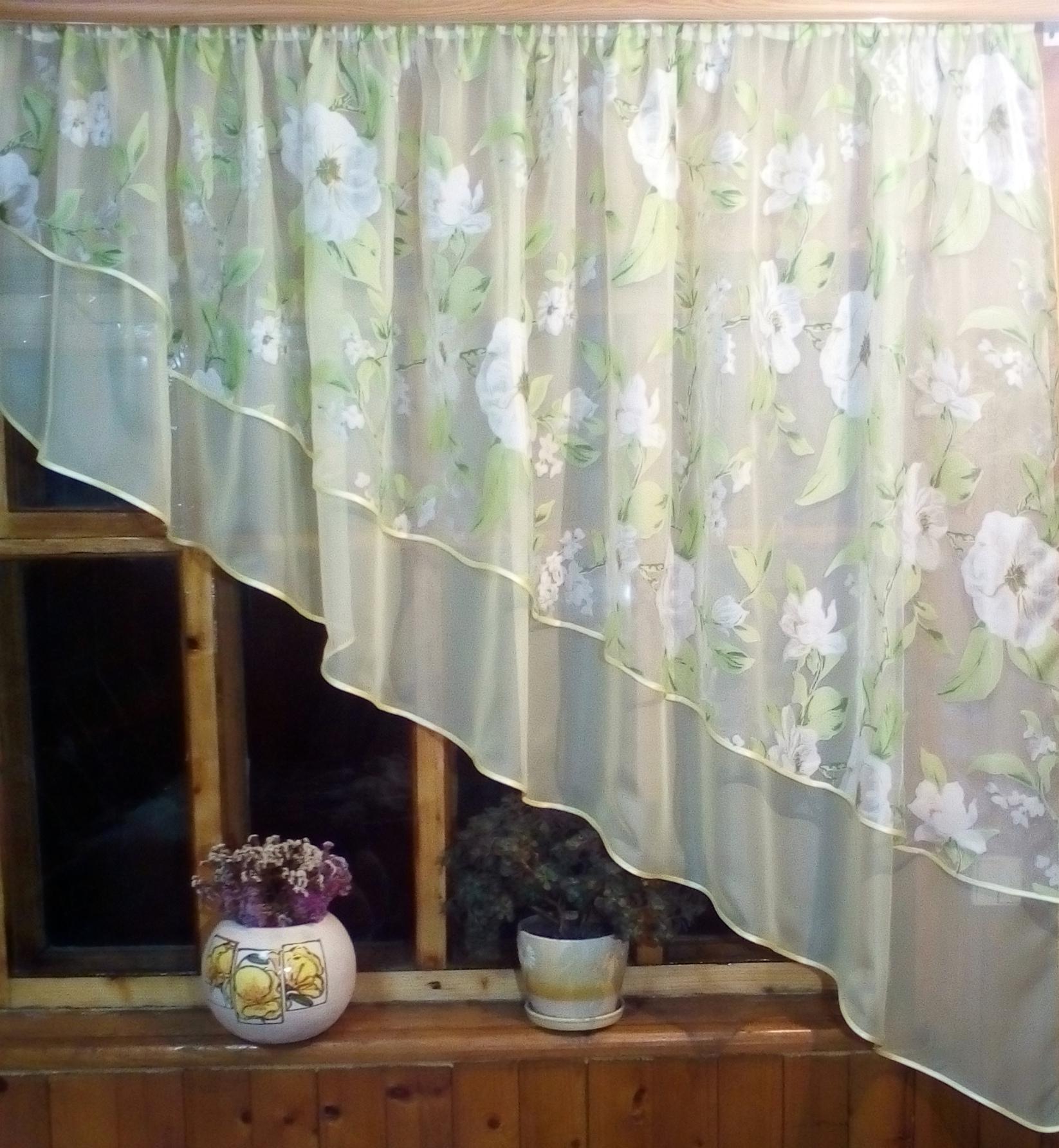 Тюль готовая короткая Ника правая Лунный/Яблочный цвет (1304369122) - фото 1