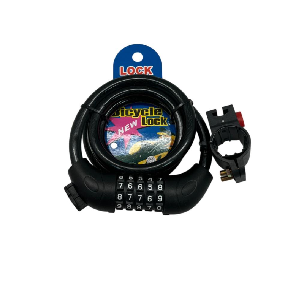 Замок велосипедный кодовый Stenson VL97773 длина 100 см из металла и пластика Черный (573bf470)