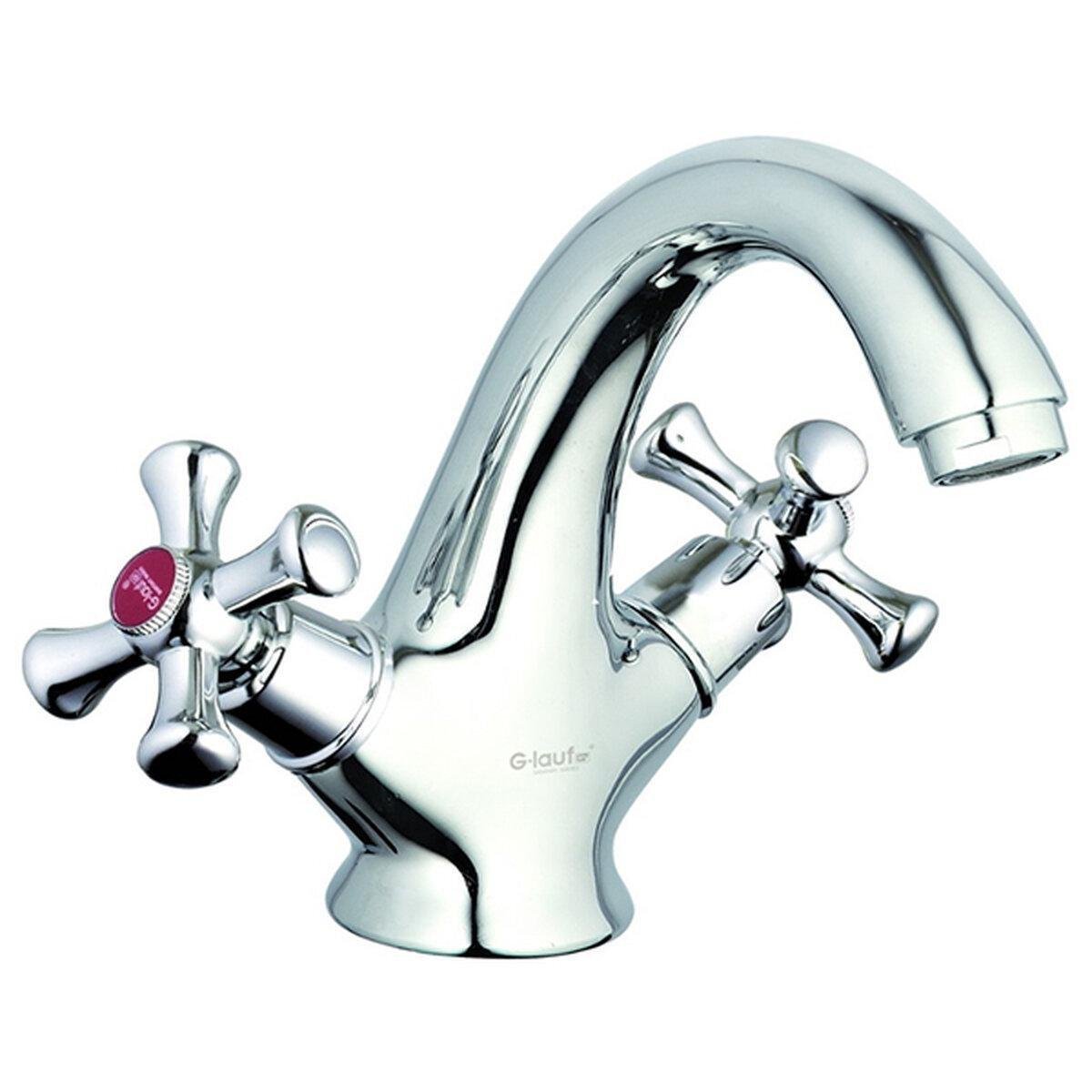 Змішувач для умивальника G-Lauf QSL1-A827 двовентильний Хром (SW-34295)