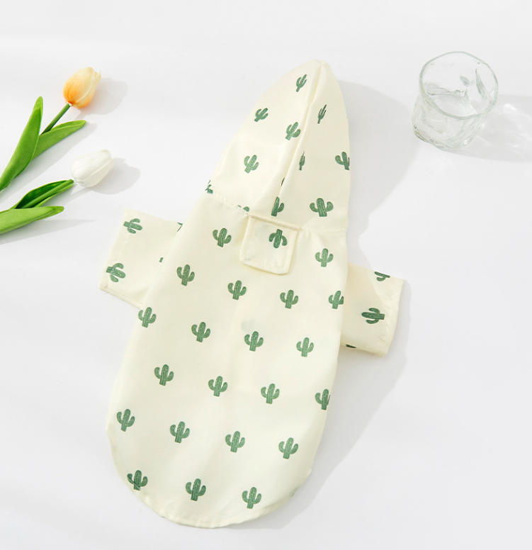 Дождевик для собак с капюшоном и принтом Кактус S Дождевик для собак с капюшоном и принтом Кактус S